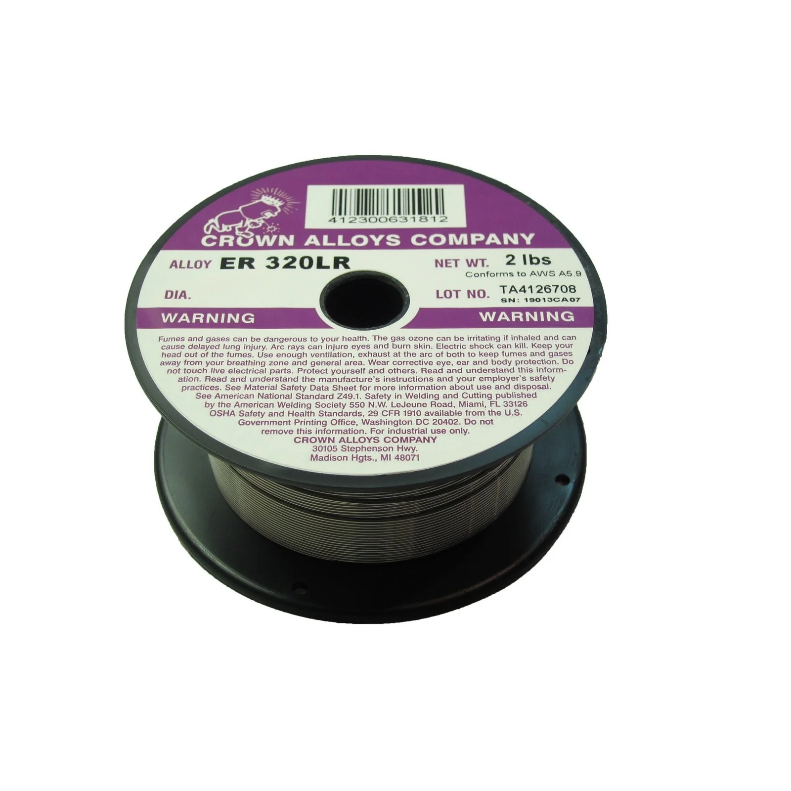 Crown Alloy .035 x 2# ER 320LR Stainless Steel MIG 2 lb SPOOL (SS320/1F)