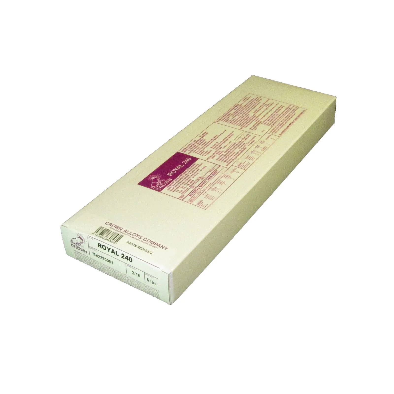 Crown Alloy 3/16 ROYAL 240 Hard Surfacing ELECTRODE 5 lb BOX (RE240/EQ)
