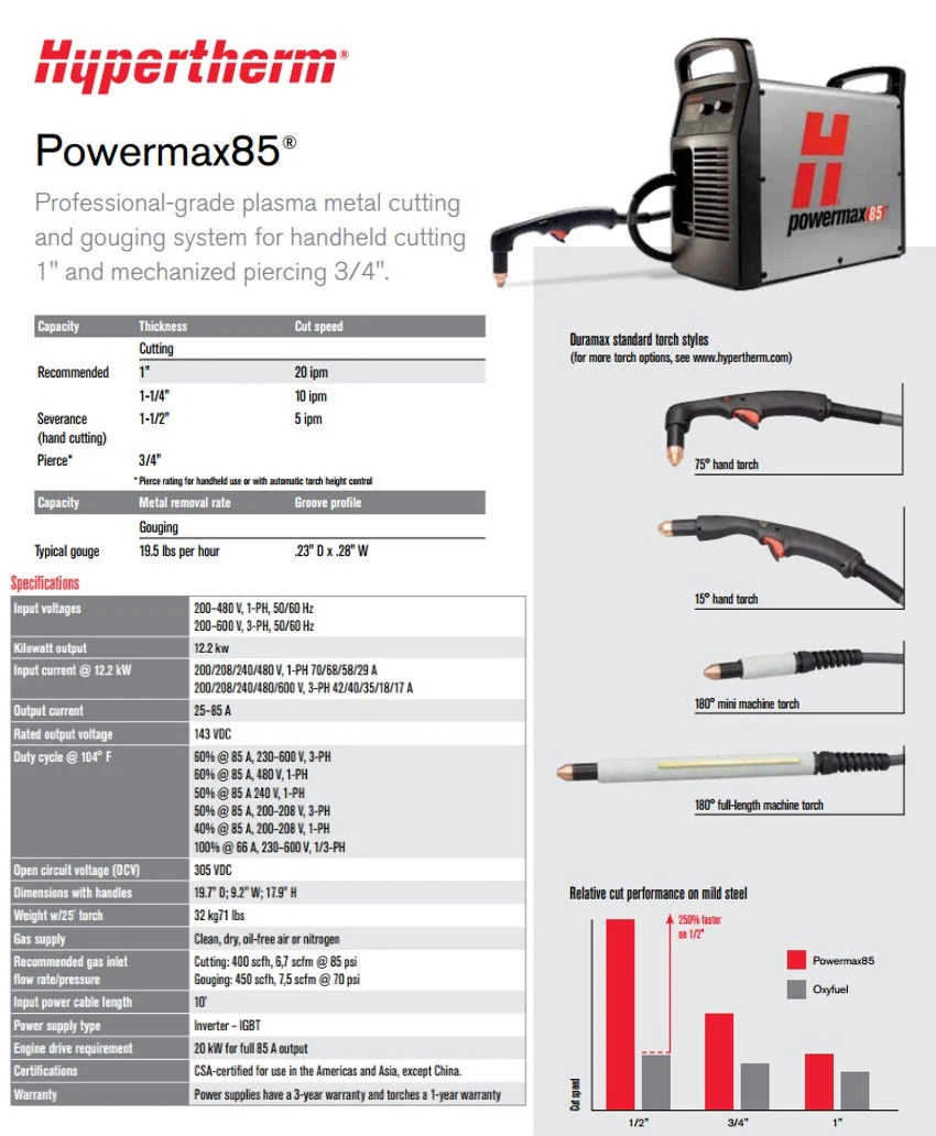 Hypertherm Powermax 85 Plasma w/CPC and 25' Mech Torch Pkg (087115) - Image 4