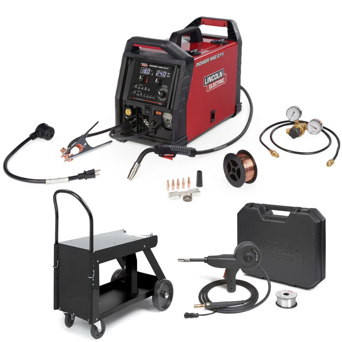Lincoln Power MIG 211i Mig Welder w/Cart and Spoolgun (K6080-1) - Image 2