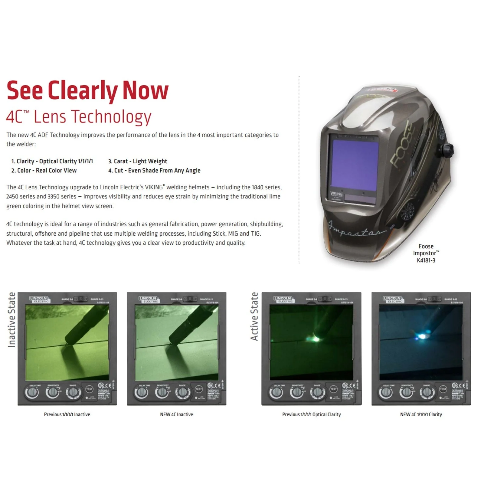 Lincoln Viking 3350 ADV Series Red Strike Welding Helmet (K5754-5) - Image 4