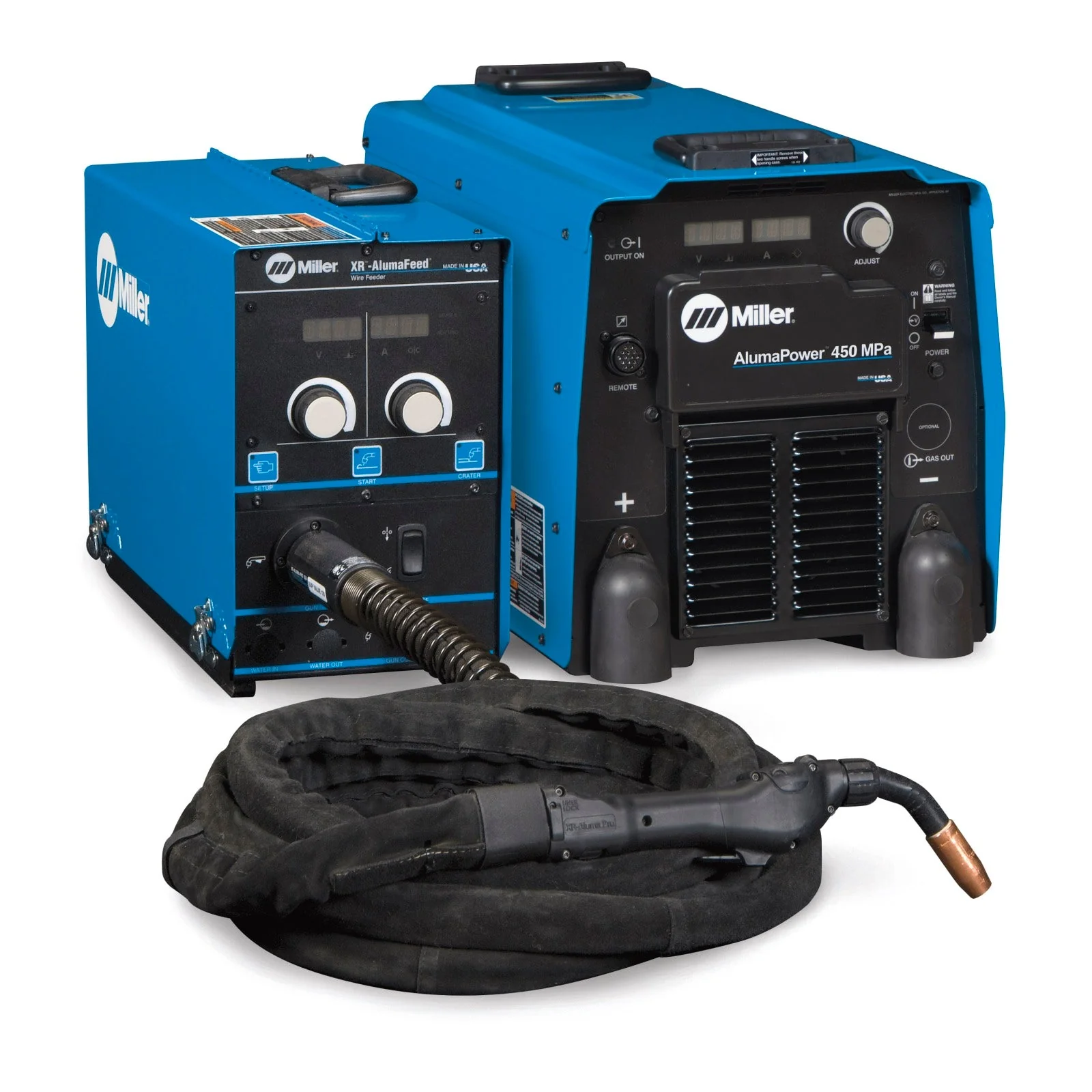 Miller AlumaPower 450 MPa MIG Welder with Aux Power, Feeder, 25-ft Gun, and Coolmate 3 (951557) - Image 2