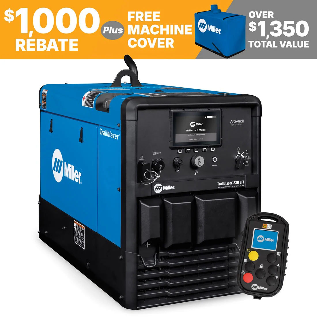 Miller Trailblazer 330 EFI Welder/Generator w/Excel Power, WIC, and Battery Charge (907832004)