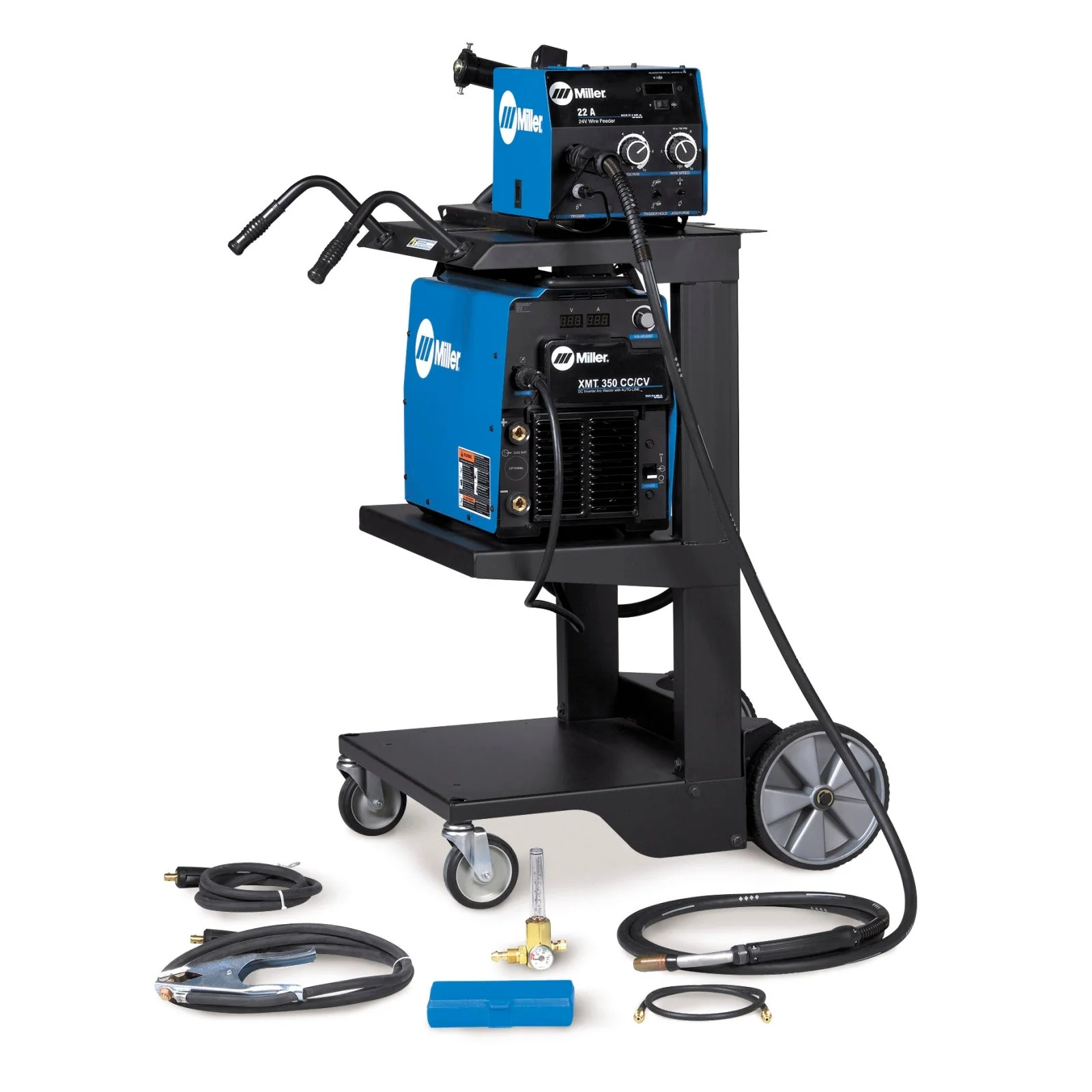 Miller XMT 350 CC/CV Multiprocess Welder with Feeder, Accessory Package, and Cart (951786001)