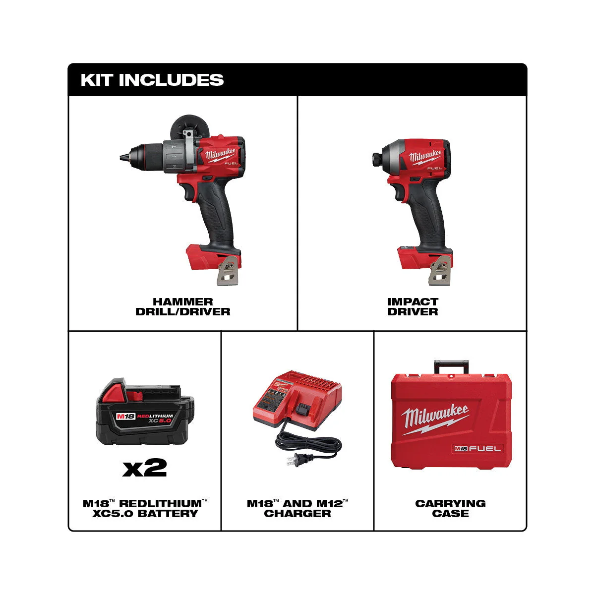 Milwaukee M18 FUEL Brushless Hammer Drill / Impact 2-Tool Combo Kit (2997-22) - Image 4