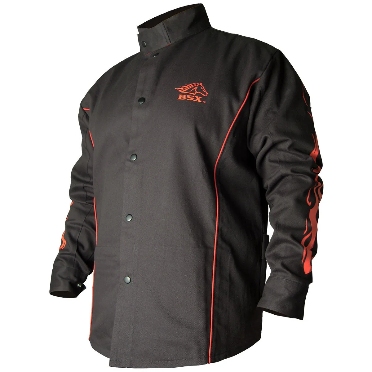 Revco Black Stallion BSX 9oz Black w/Red Flames FR Cotton Welding Jacket (BX9C) - Image 9