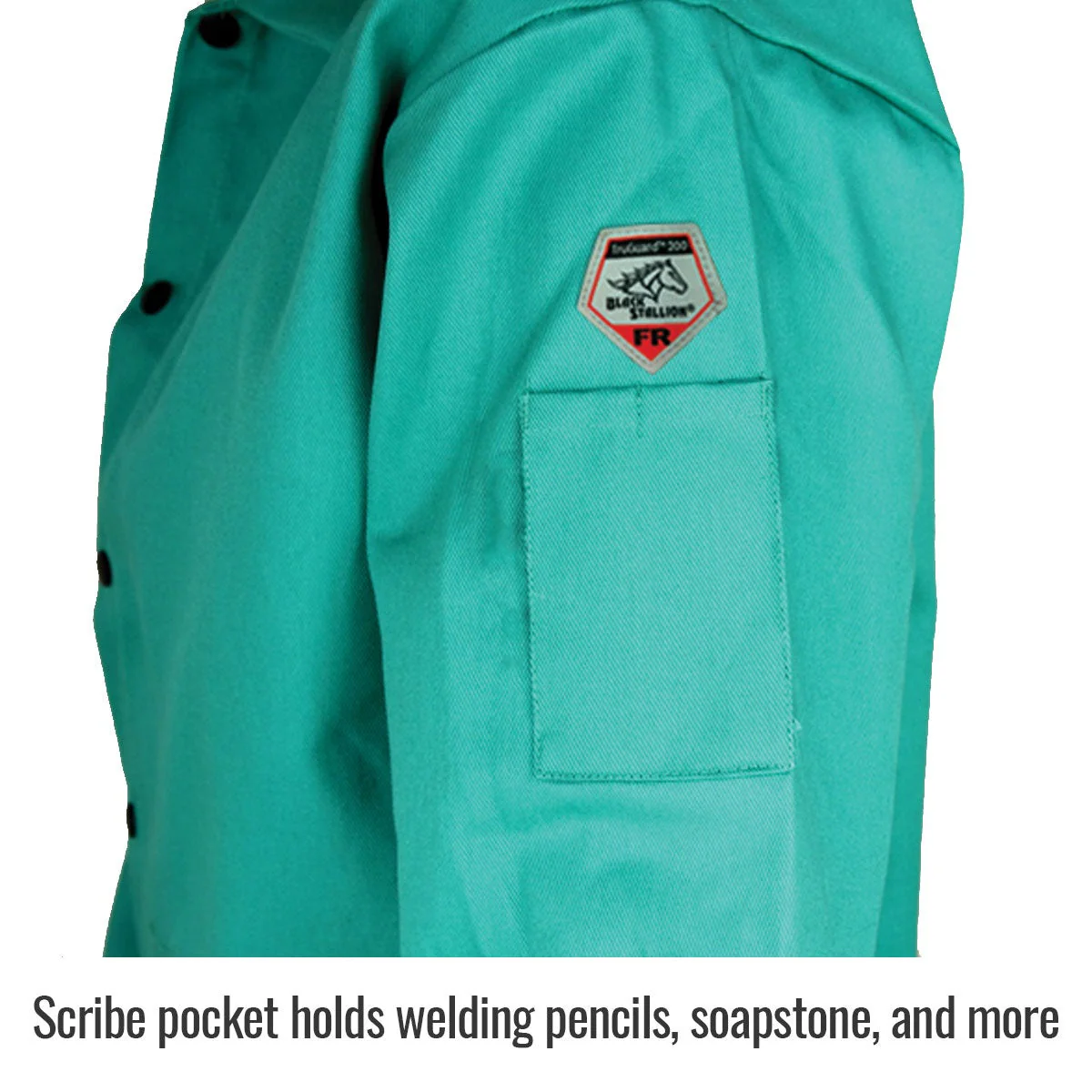 Revco Black Stallion TruGuard 200 9oz Green FR Cotton Welding Jacket 36" (F9-36C) - Image 5