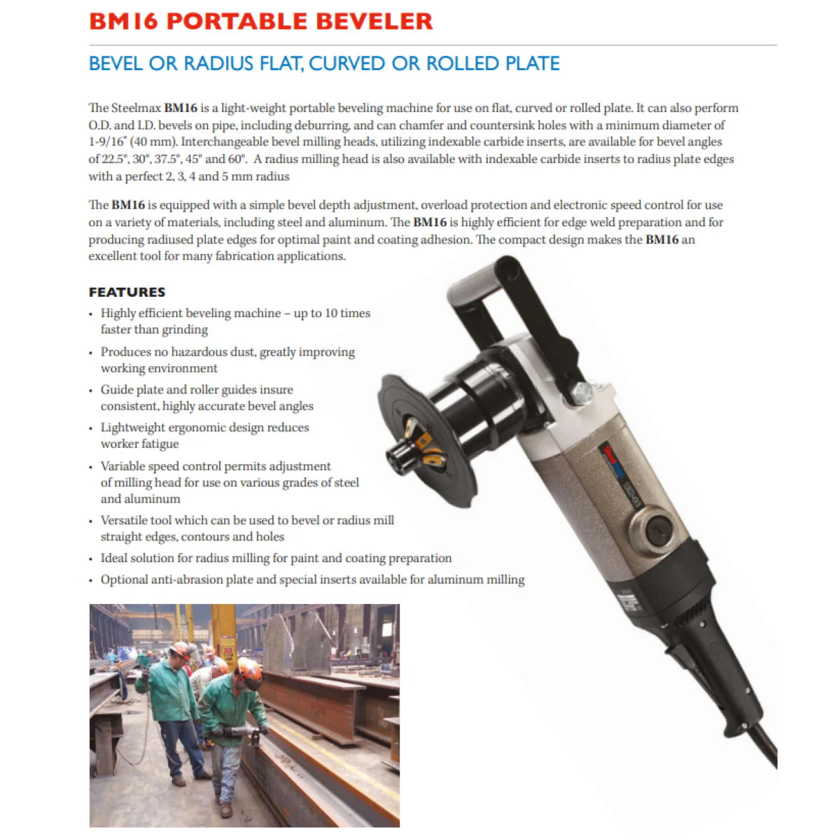 Steelmax 115V BM16 Portable Beveling Machine (SM-BM16) - Image 2